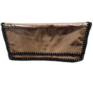 NEW Cinti Vegan Metallic Snakeskin Rose Gold Gunmetal Hardware Large Clutch
